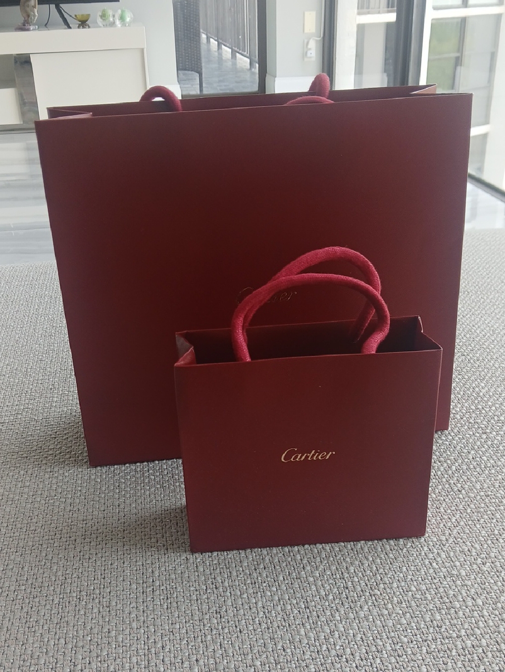 Cartier Deep Burgundy Gift Bags with Rope Handles